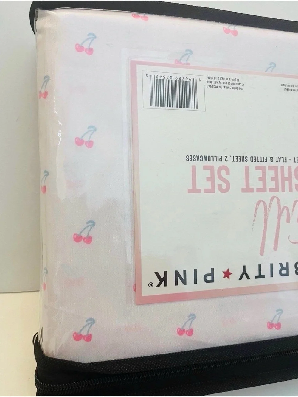 Celebrity Pink Full Size Sheet Set Soft Pink with Cherries